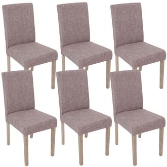 Hhg Lote De 6 Sillas De Comedor Littau, Silla Silla De Cocina, Textil, Gris, Patas Estructura - Roble