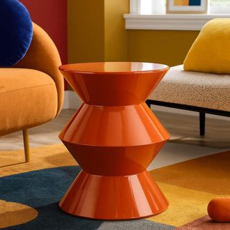 Dmora Mesa De Centro Ilam, Redonda, Color Naranja, Superficie De Metal, 40x50x40h Cm Naranja