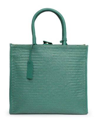 Sarah Chofakian Tresse woven leather tote bag - Green