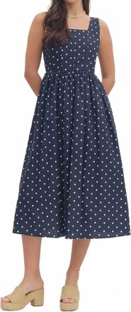Entro Polka Dot Sleeveless Dress In Navy