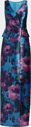 Kay Unger Celeste Floral Mikado Column Gown