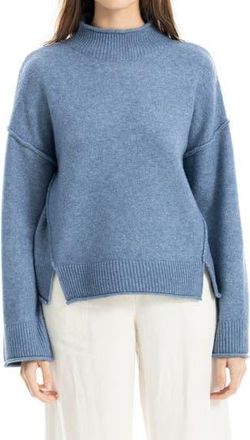 Max Studio Exposed Seam Turtleneck Sweater in Heather Blue at Nordstrom Rack, Size X-Small