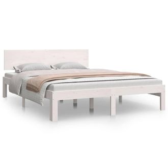 Berkfield Home Bed Frame White Solid Wood Pine 140x190 cm