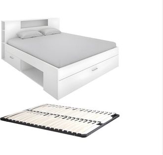 VENTE-UNIQUE.COM Base de cama melamina blanco 140 x 190 cm