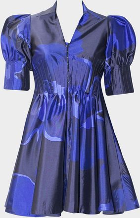 Love Birds Realm Pleated Puff-Sleeve Mini Dress