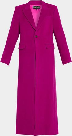 Sergio Hudson Single-Breasted Teddy Boucle Long Coat