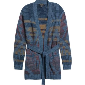 Pendleton Cheyenne Jacquard Cotton Wrap Cardigan in Blue Mix at Nordstrom, Size Xx-Large