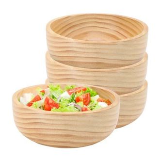 MegaChef 4 Piece 7 Inch Light Acacia Wood Serving Bowl at Nordstrom