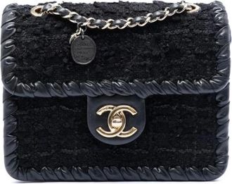 Chanel Pre-owned Tweed Crossbody Bag - Dames - Vintage Schoudertas - Zwart - ONE Size - Tweed - Vintage