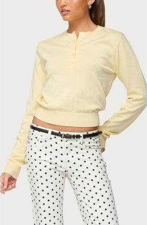 Edikted Yolana Henley Sweater in Yellow at Nordstrom, Size X-Small