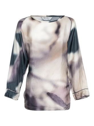 Max Mara watercolour-print silk blouse - Purple