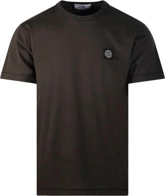 Stone Island Slim-fit T-shirt met kompaspatch - Heren - T-shirts - Bruin - XL - Katoen - Tops