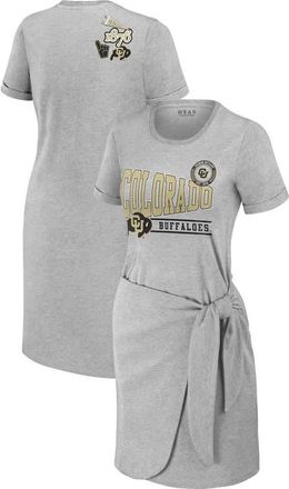 WEAR by Erin Andrews Womens WEAR by Erin Andrews Heather Gray Colorado Buffaloes Knotted T-Shirt Dress at Nordstrom, Size Xx-Large