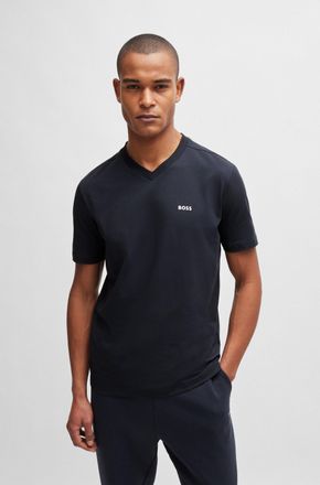 Boss Green by Hugo Boss T-Shirt BOSS GREEN Tee V, Herren, Gr. XXL, blau (dunkelblau402), Single Jersey, Obermaterial: 95% Baumwolle, 5% Elasthan, unifarben, regular fit norma