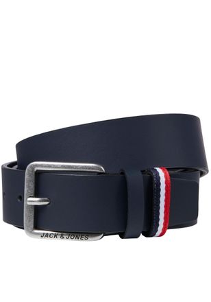 Jack & Jones Lederg&uuml;rtel JACK & JONES JACESPO BELT NOOS, Herren, Gr. 80, blau (marine), Leder, unifarben, G&uuml;rtel Lederg&uuml;rtel