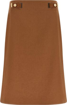 Fendi Brown Linen Midi Womens Skirt