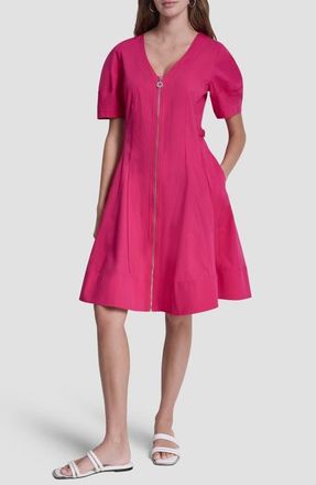 DKNY Poplin Fit & Flare Dress in Hot Pink at Nordstrom, Size 12