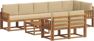 vidaXL Conjunto De Sof&aacute;s De Exterior 9 Uds. Natural Y Beige Vidaxl