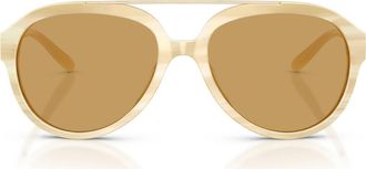 Tory Burch 56mm Pilot Sunglasses in Ivory Horn /Ochre at Nordstrom