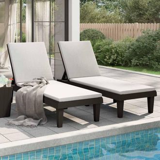 Berkfield Home Sun Loungers 2 pcs Black 155x58x83 cm Polypropylene | Size: 155 x 58 x 83 cm