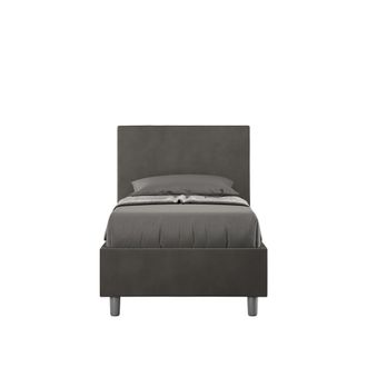 ITYhome Letto Singolo Rivestito In Microfibra - Adele - Colore: Grigio - Dimensione Rete: 90x210 - Tipologia Letto: Con Rete E Contenitore
