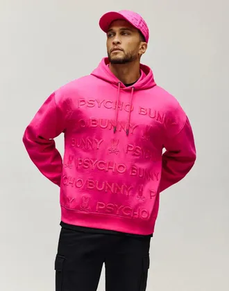 Psycho Bunny Mens Orson Embroidered Hoodie 670 FUCHSIA PURPLE / XXL