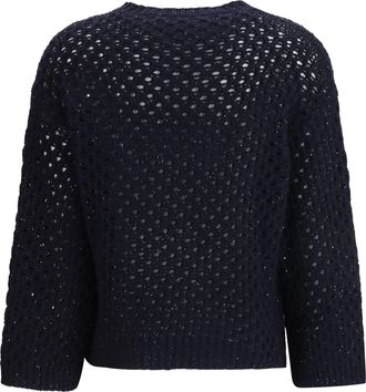 Fabiana Filippi Womens Jumper Crafted From Platinum Yarn With Micro Sequins Blu Notte Sweater