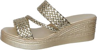 Generic Womens Wedge Platform Espadrilles Slide Sandals Fashion Braided Open Toe Slip On Summer Vacation Beach Shoes (5.5,Gold)