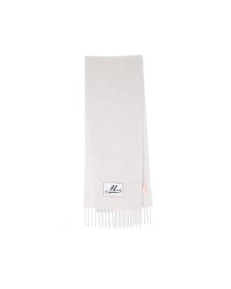 Marni White Logo Solid Scarf