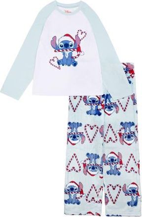 Âmè Kids x Disney Stitch Holiday Butter Long Pajamas in Blue at Nordstrom Rack, Size 10