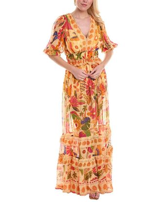 Farm Rio Farm Rio Tapestry Tiered Hem Maxi Dress