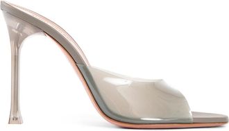 Amina Muaddi Heeled Mules, female, Gray, Size: 6 US Milky Grey Glass Slipper Stiletto Heel
