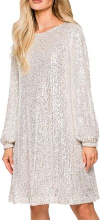 Generic Sequin Dresses for Women UK Party Wear Elegant Glitter Mini Dress with Long Sleeve Crewneck Sparkly Cocktail Prom Evening Gowns and Formal for Christm
