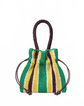 Loeffler Randall Womens Kylie Drawstring Pouch Bag In Green/yellow