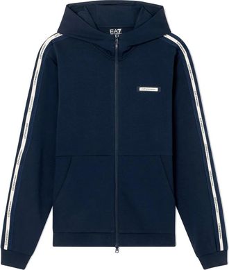 Emporio Armani Logo Series Interlock Hooded Sweatshirt - Heren - Vesten met rits - Blauw - S - Katoen - Hoodies & sweatvesten