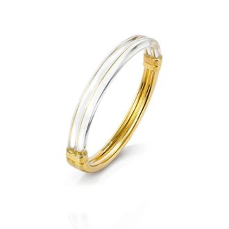 Gold & Honey Womens Ridge Lucite Hinge Bangle In Clear