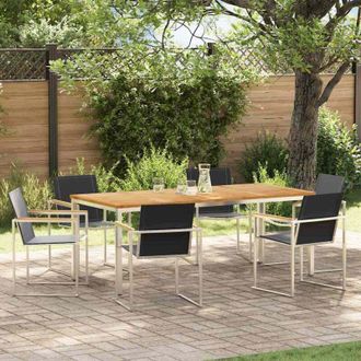 vidaXL Conjunto De Comedor De Jard&iacute;n 7 Pcs Madera S&oacute;lida De Teca Vidaxl