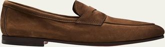 Santoni Mens Carlos Suede Penny Loafers