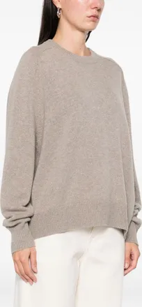 Soft Goat Wool Crewneck Sweater - Beige