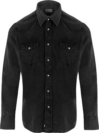 Alessandro Gherardi Black Flap-Pocket Ribbed Cotton Shirt