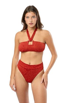 Onia Poppy Bikini Top in Dark Red at Nordstrom, Size X-Small