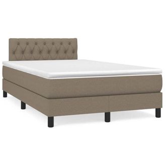vidaXL Cama Box Spring Con Colch&oacute;n Y Led Tela Gris Taupe 120x190 Cm