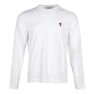 Ami Small Heart Logo Long Sleeve T-shirt White BFUTS235-724-100
