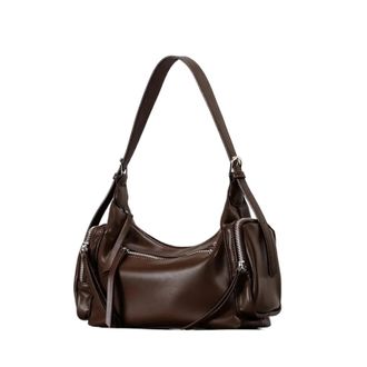 Generic Compatible For Autumn Winter Pillow Shaped Shoulder Bag Womens Handbag Casual Crossbody Polyester Lining Zipper(Coffee)