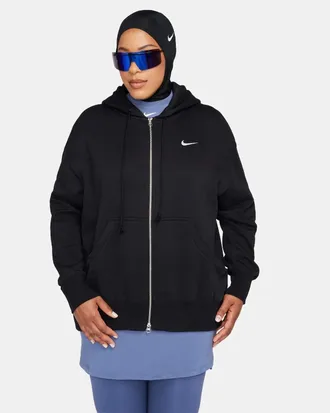 Nike Sportswear Phoenix Fleece Hoodie Womens Black Oversized Full-Zip DSGL1353
