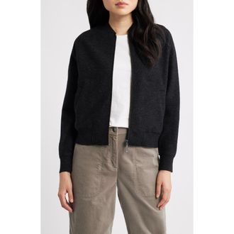 Eileen Fisher Wool Bomber Jacket in Charcoal at Nordstrom Rack, Size Medium P