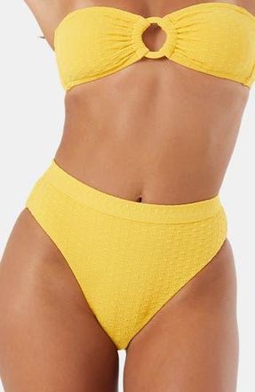 Roxy Haleiwa Banded High Waist Bikini Bottoms in Golden Rod at Nordstrom Rack, Size X-Small