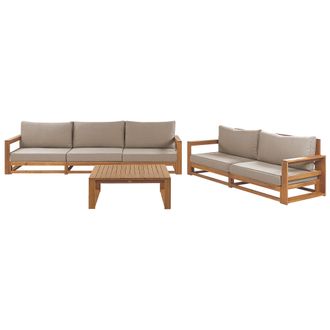 Beliani Conjunto De Jard&iacute;n 5 Plazas De Madera De Acacia Certificada Clara Con Cojines Timor Ii