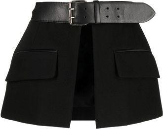 Dice Kayek High-waisted peplum belt skirt - women - Viscose/Polyester/Polyurethane - 42 - Black