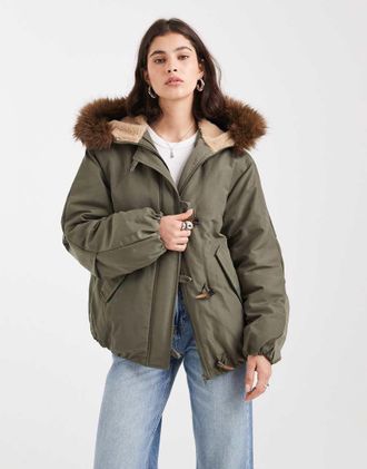 Asos Parka stile bomber kaki con fermacorda-Verde